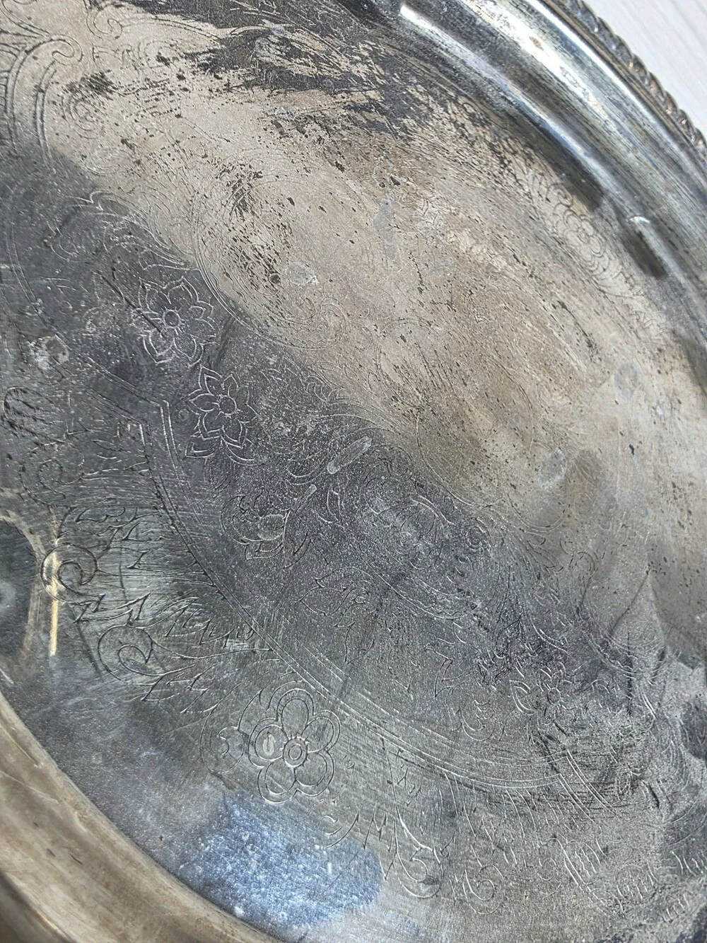 DAVCO SILVER Silverplate Oval Tray w Scalloped Edge and Rope Border SU12